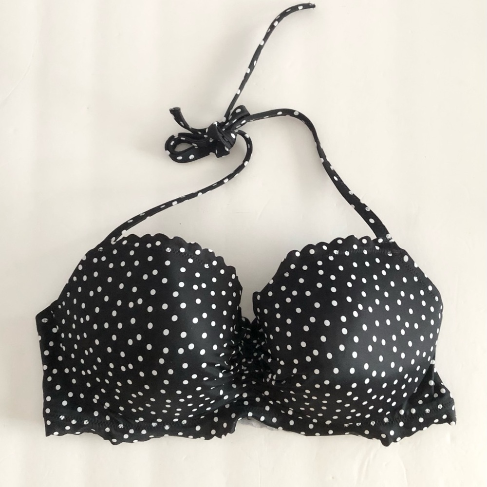 VS Polka Dot Scalloped Halter Bikini Top